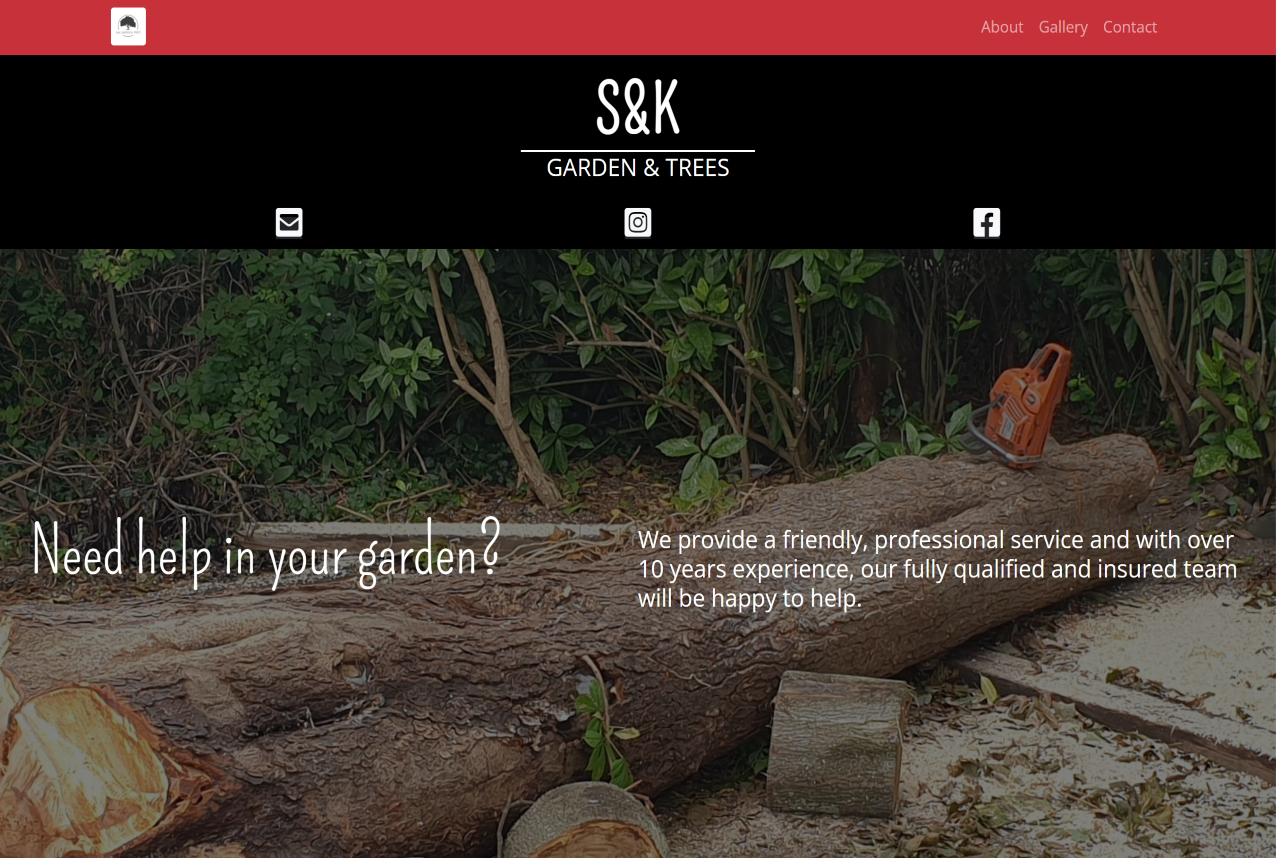 screenshot of SK garden and trees website